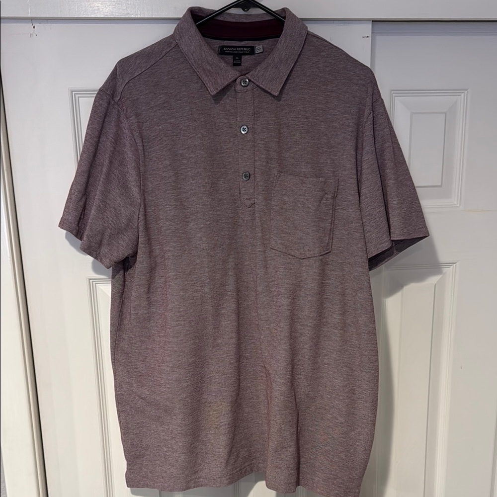 Banana Republic Purple Polo Shirt Short-Sleeved Heathered